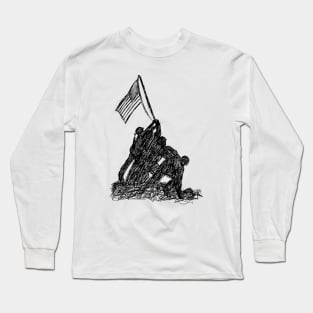 Iwo Jima - Black and White Long Sleeve T-Shirt